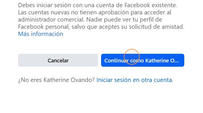 Continuar con la cuenta de Facebook