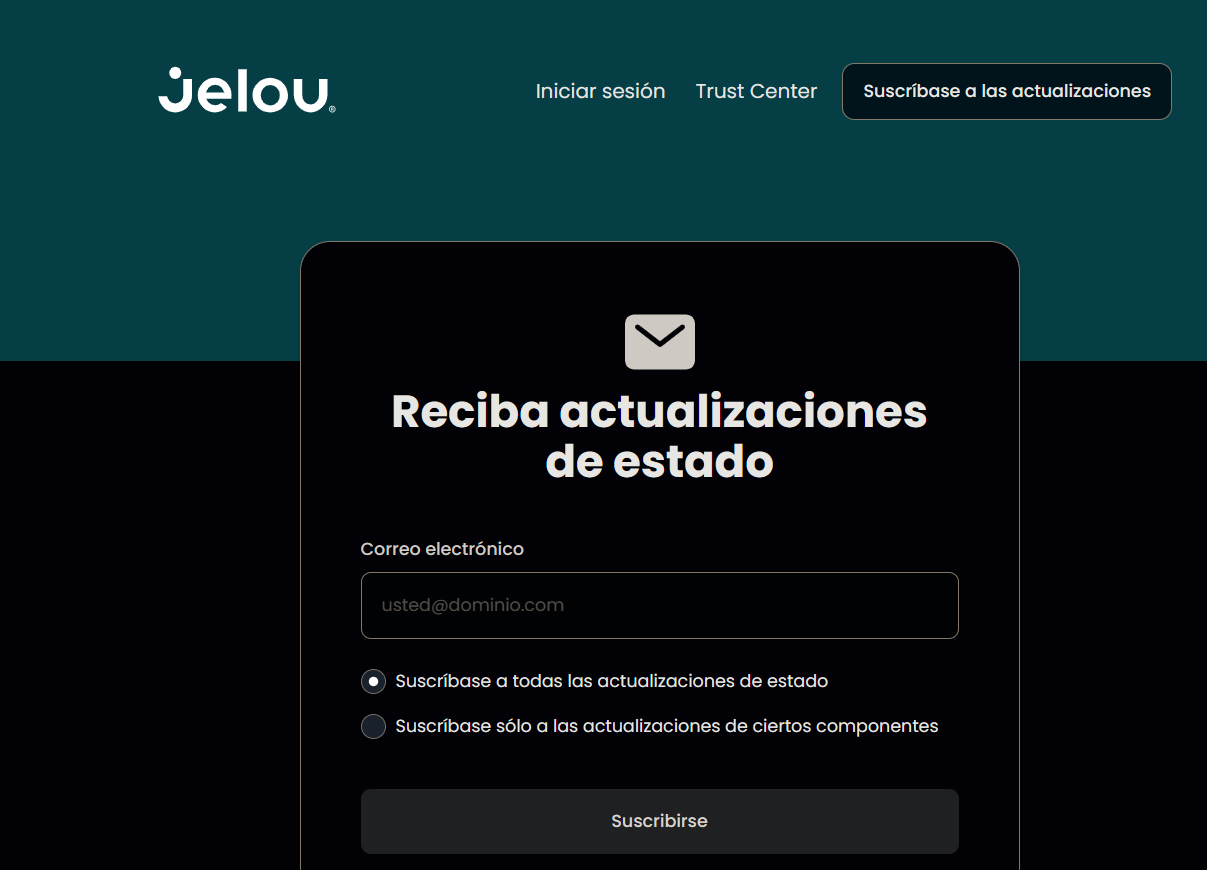 Formulario de suscripción a actualizaciones de estado