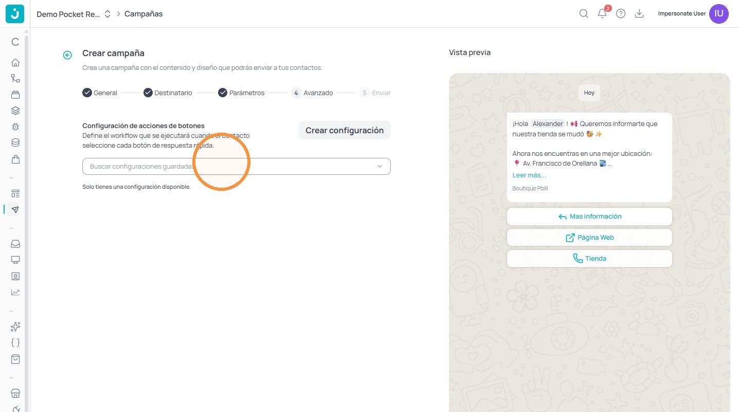 Buscador de configuraciones guardadas