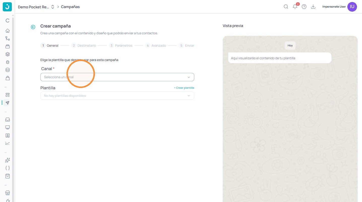 Selector de canal de la campaña