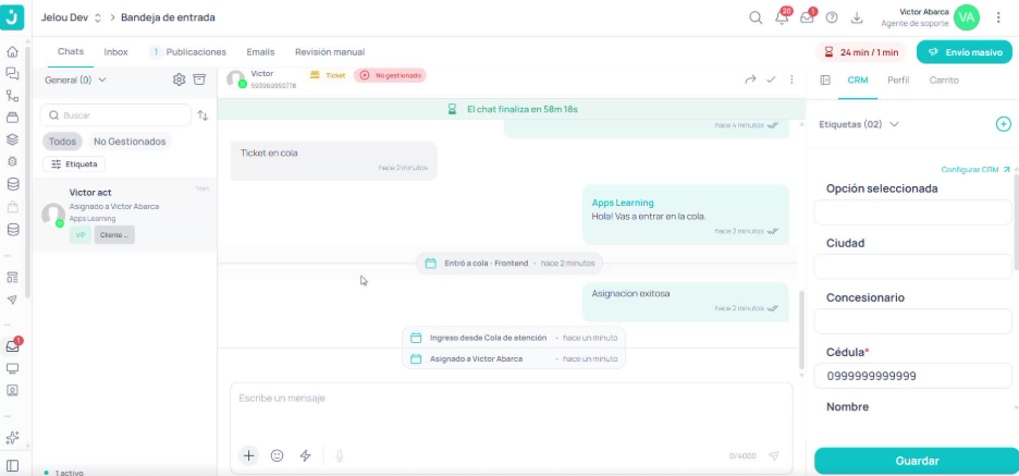 Conversación abierta en la Bandeja de entrada