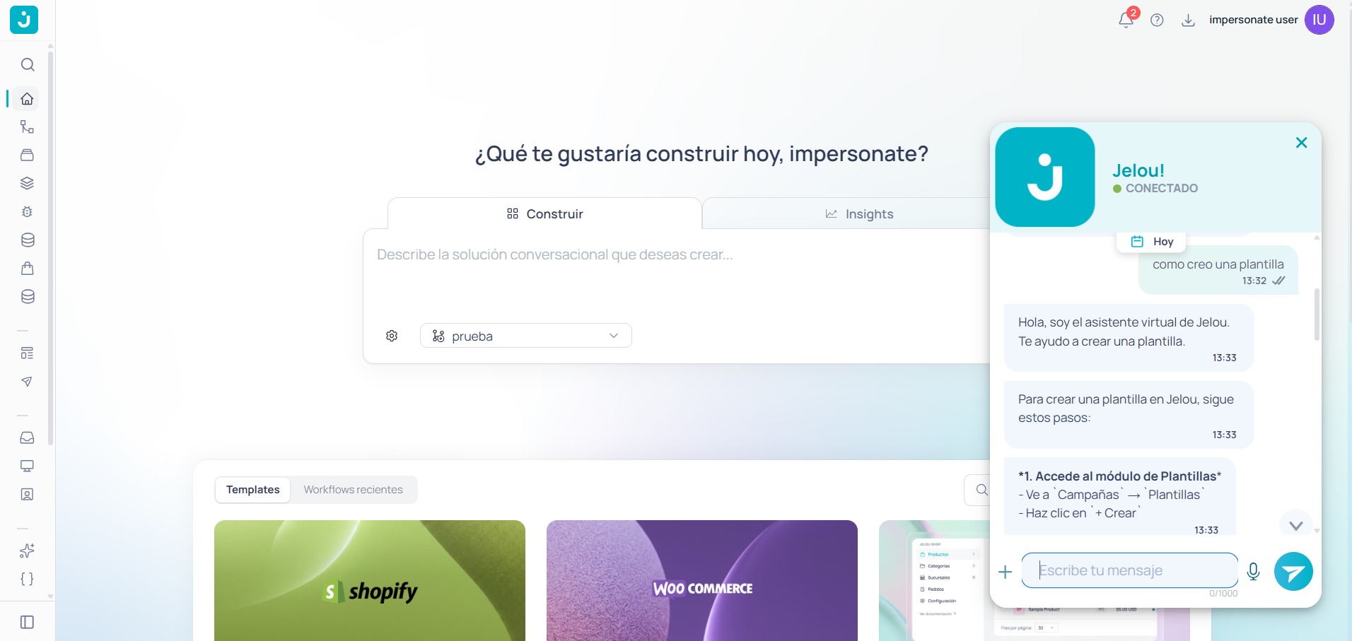 Asistente virtual respondiendo