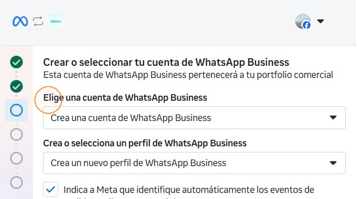 Elegir o crear una cuenta de WhatsApp Business