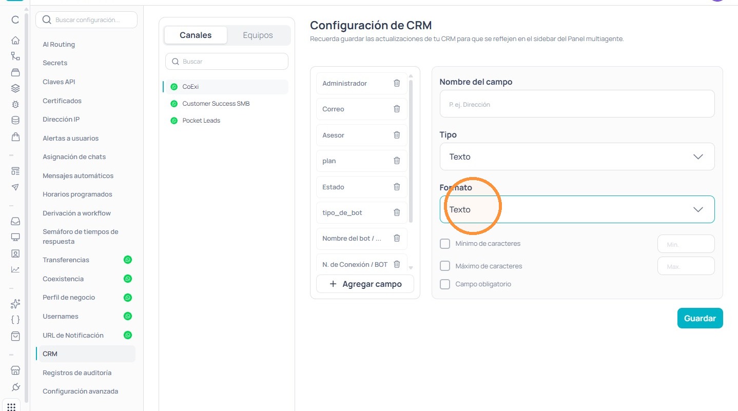Selector de Formato y validaciones