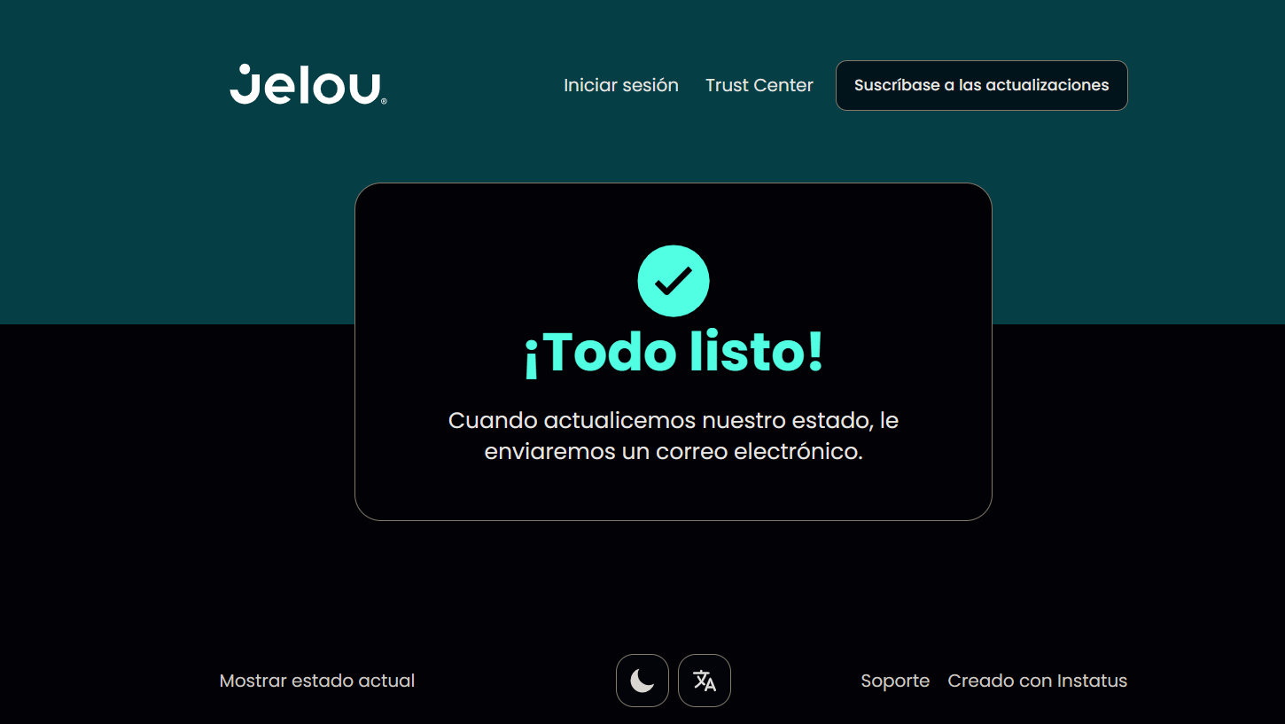 Pantalla de confirmación ¡Todo listo!