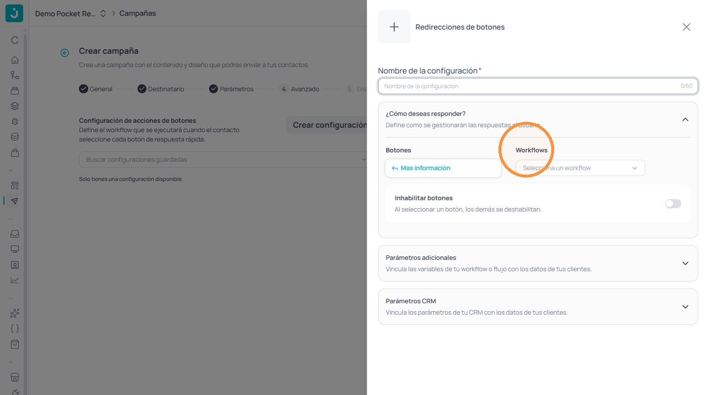 Pestaña Workflows