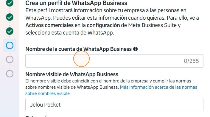 Nombre de la cuenta de WhatsApp Business